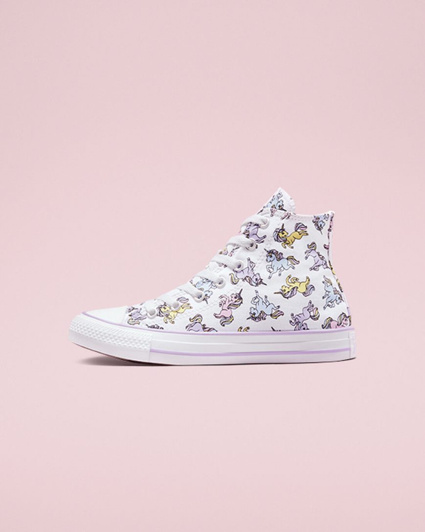 Tenis Converse Chuck Taylor All Star Unicorns Cano Alto Menino Branco Cinzentas Roxo | PT R034859